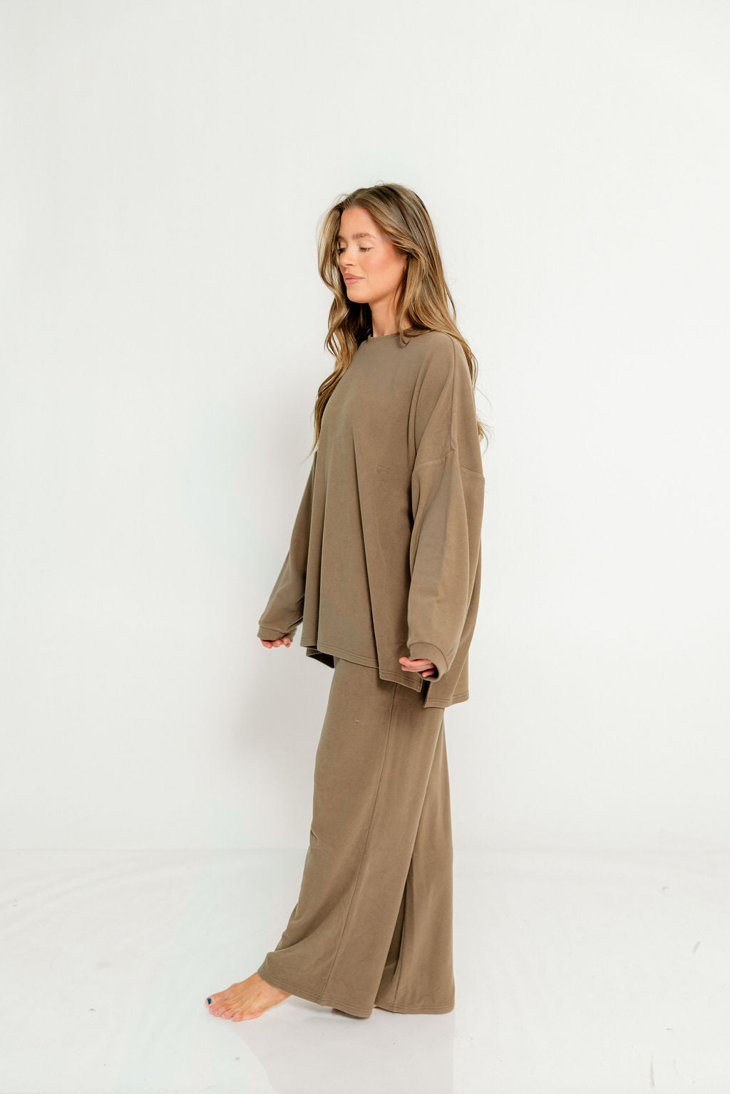 Campbell Fleece Pants in Olive Brown