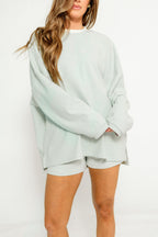 Campbell Striped Fleece Shorts in Hamptons Blue