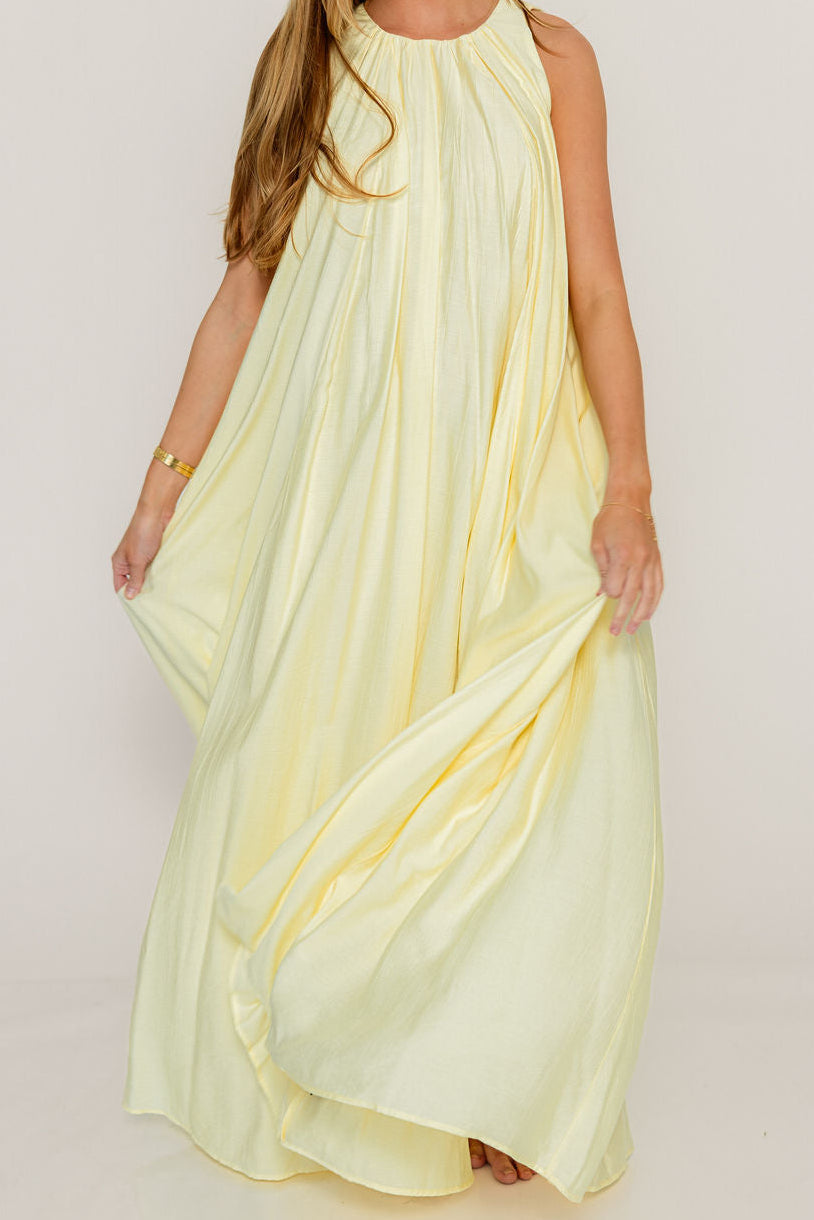 Becca Maxi Dress in Pale Yellow - Bump Friendly