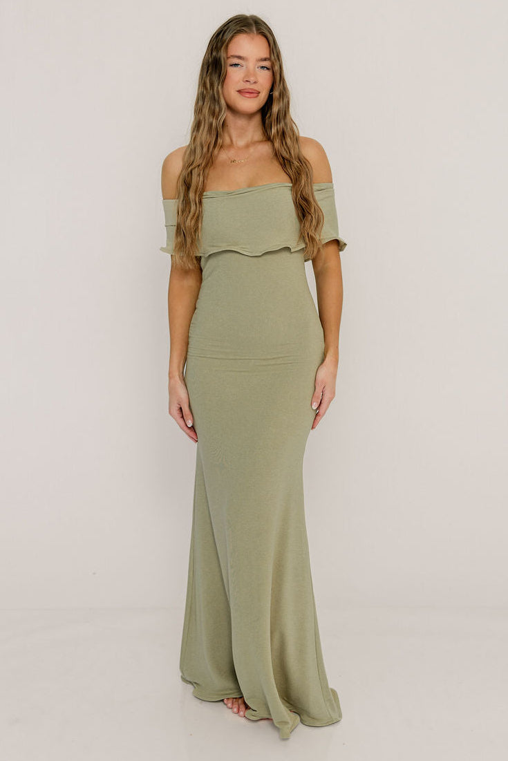 Tommie Maxi Dress in Dusty Olive - Bump Friendly (Size Up for Bump)