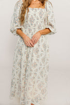 Hayes 100% Premium Cotton Maxi Dress in Peach Blue