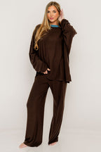 Campbell Fleece Lounge Pants in Brown