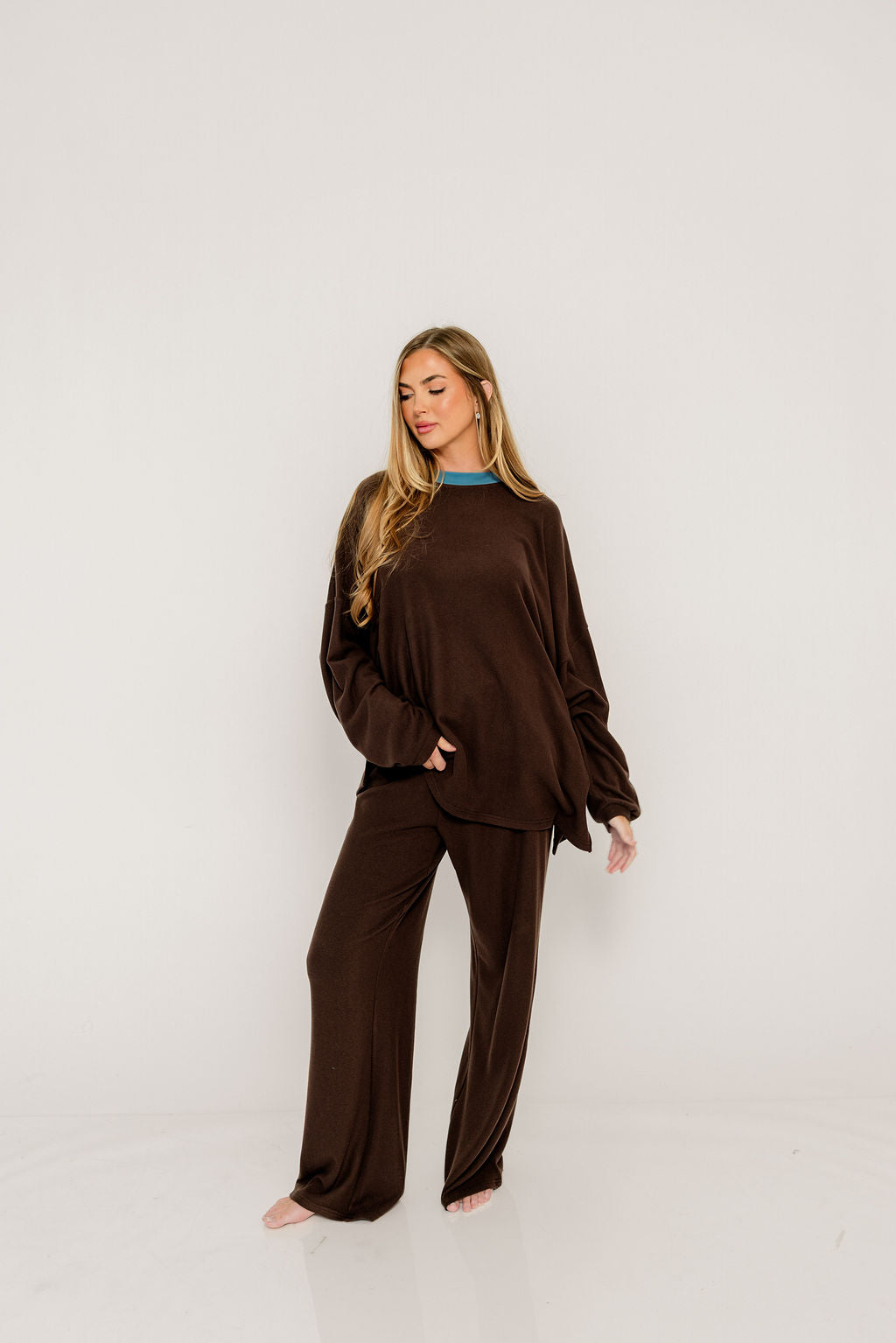 Campbell Fleece Lounge Pants in Brown