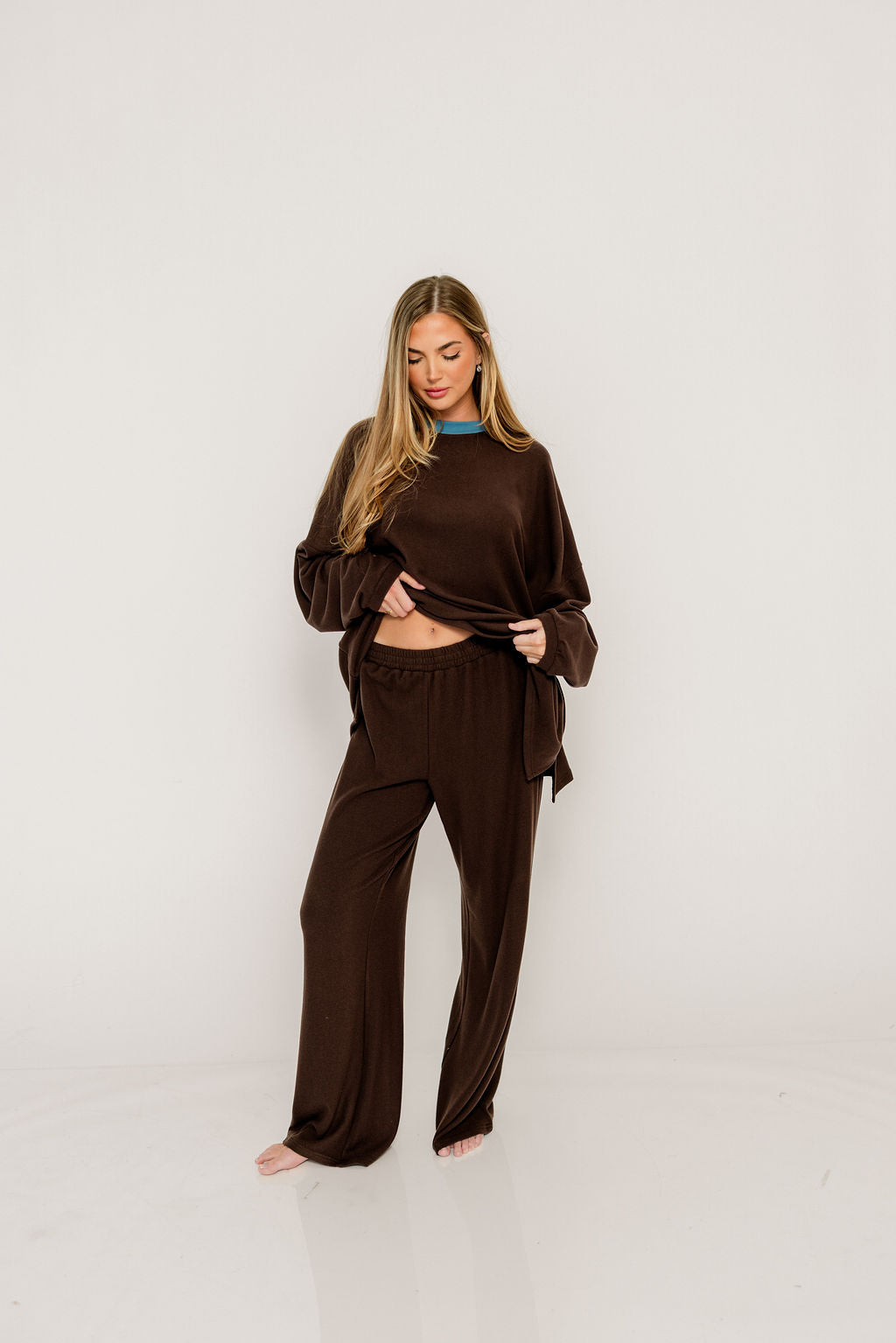 Campbell Fleece Lounge Pants in Brown