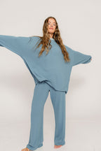 Campbell Fleece Lounge Pants in Slate Blue