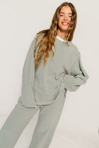 Campbell Striped Fleece Lounge Pants in Charcoal