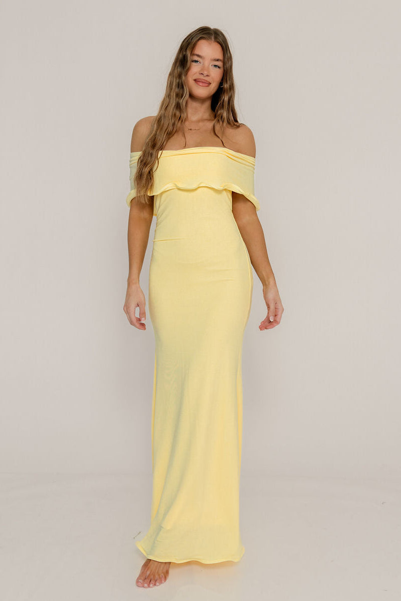 Tommie Maxi Dress in Butter Yellow - Bump Friendly (Size Up for Bump)