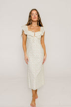 Harper Midi Dress in Ivory/Pink Floral