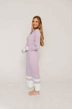 Kris Colorblock Polo Rib-Knit Maxi Dress in Pink