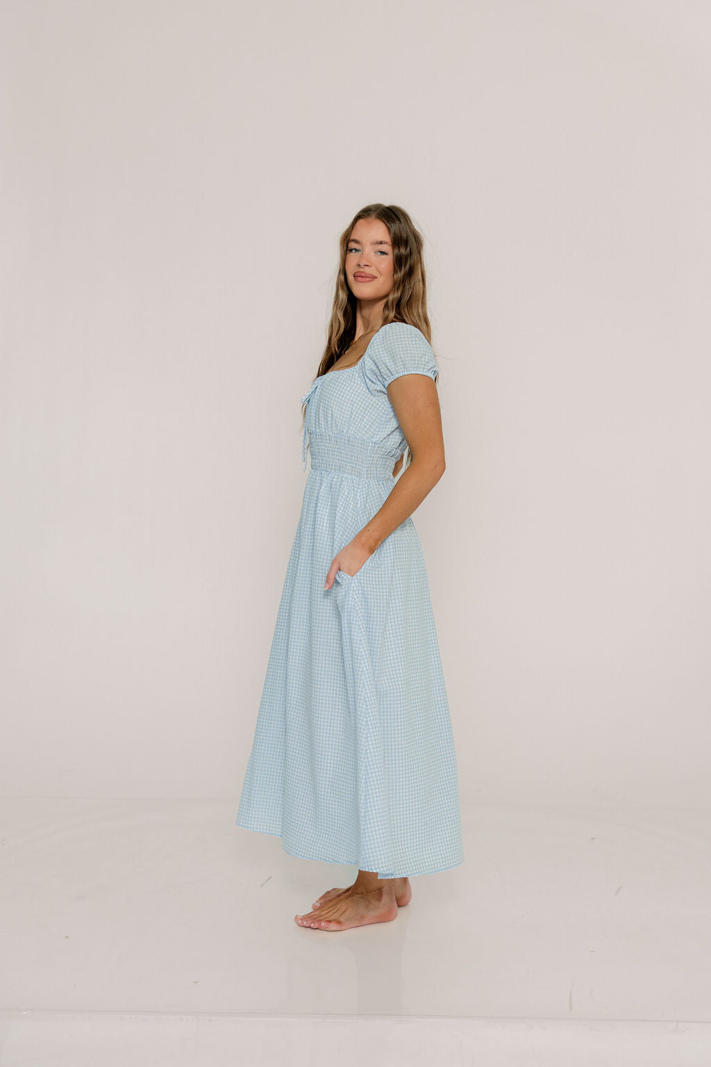 Corey Cotton Dress in Light Blue