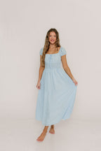 Corey Cotton Dress in Light Blue