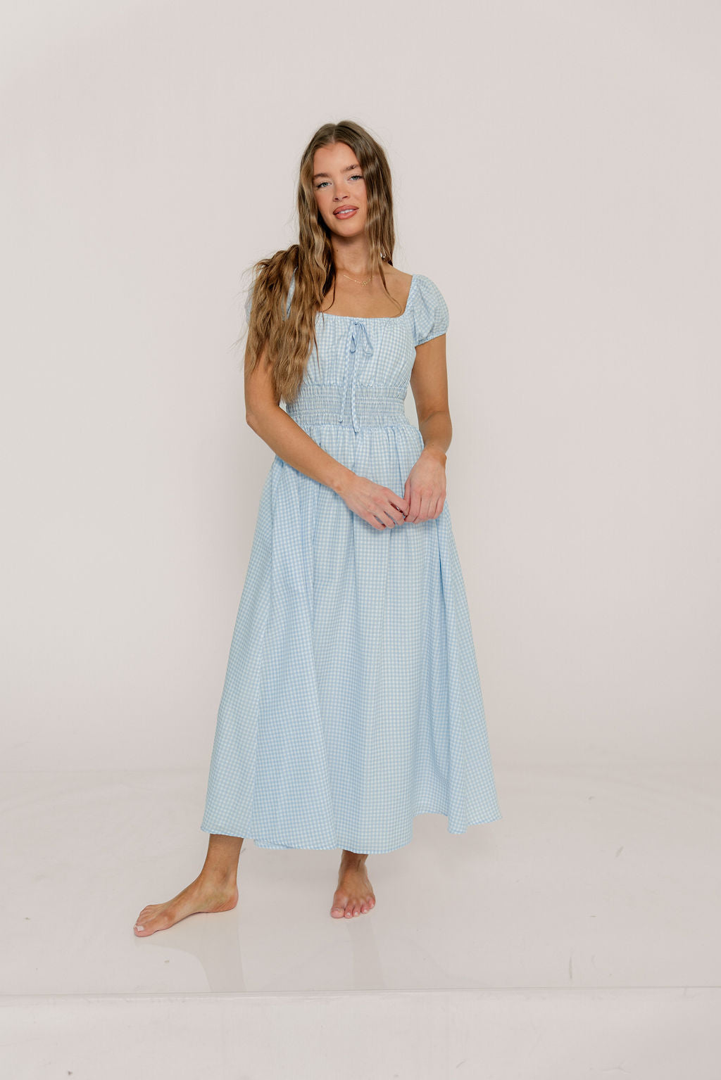 Corey Cotton Dress in Light Blue