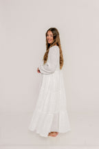 Anna Cotton-Blend Button Down Maxi Dress in Ivory - Bump Friendly