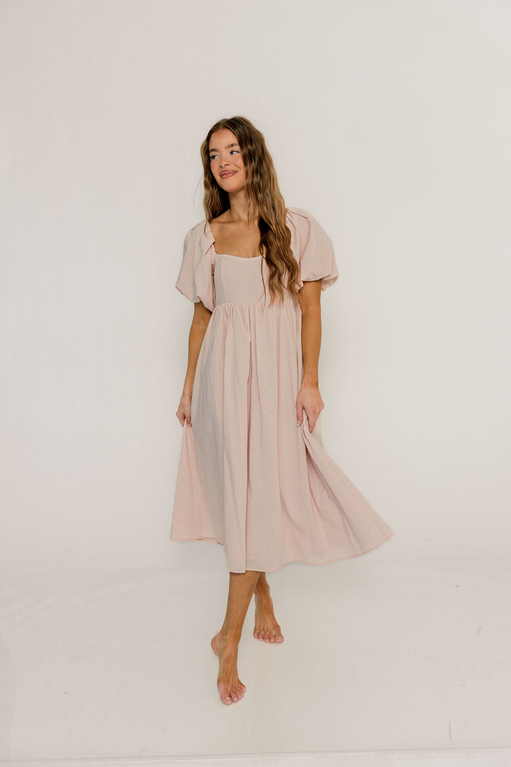 Hamilton Midi Dress in Pink - Bump Friendly and Inclusive Sizing (S-2XL)