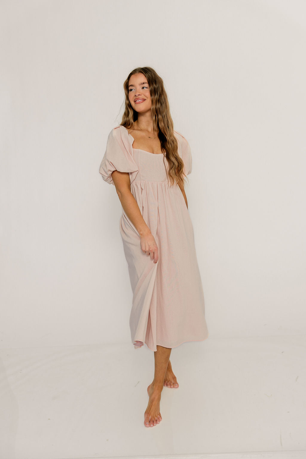 Hamilton Midi Dress in Pink - Bump Friendly and Inclusive Sizing (S-2XL)