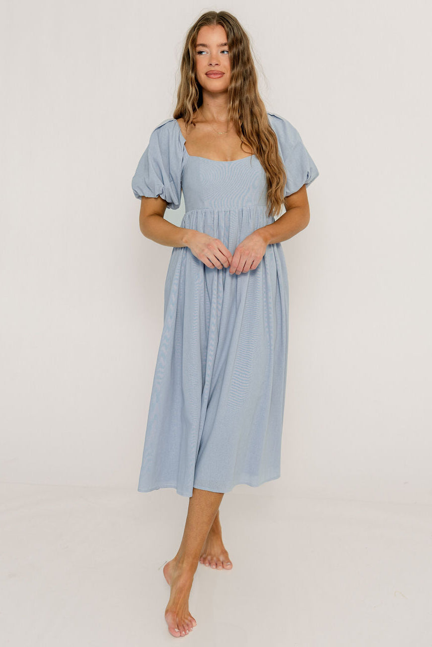 Hamilton Midi Dress in Light Blue - Bump Friendly & Inclusive Sizing (S-2XL)
