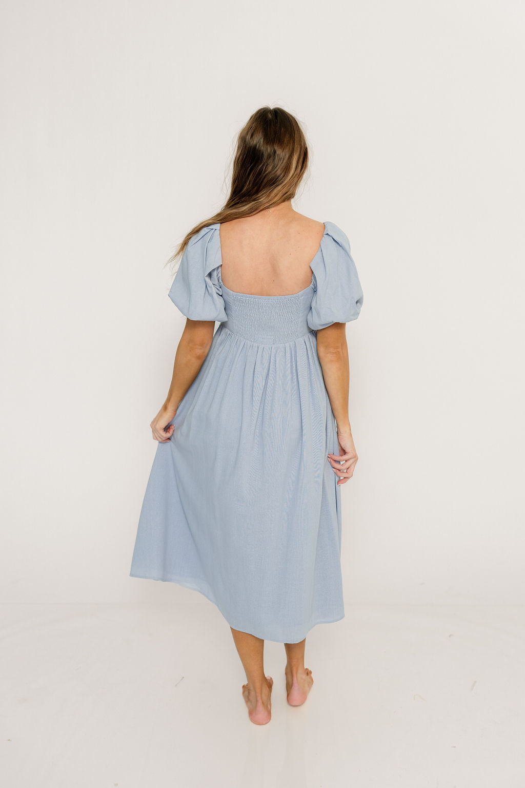 Hamilton Midi Dress in Light Blue - Bump Friendly & Inclusive Sizing (S-2XL)