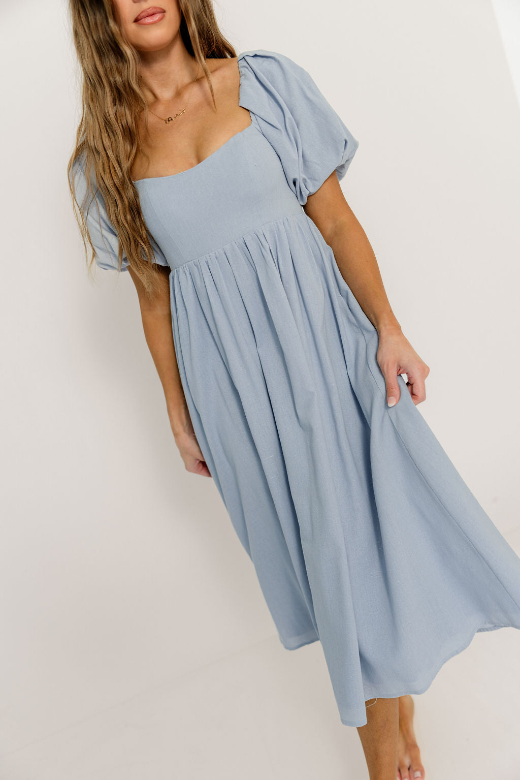 Hamilton Midi Dress in Light Blue - Bump Friendly & Inclusive Sizing (S-2XL)