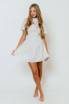 Ophelia Floral Mini Dress in Off White