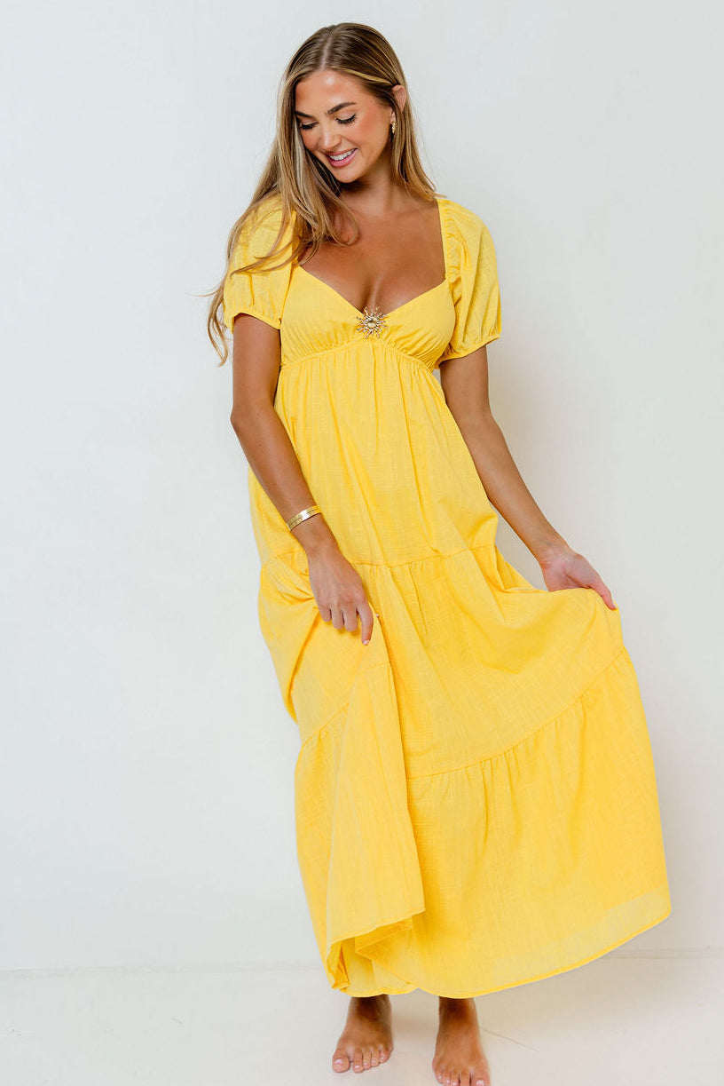 Vickie Tiered Maxi Dress in Yellow