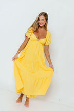 Vickie Tiered Maxi Dress in Yellow
