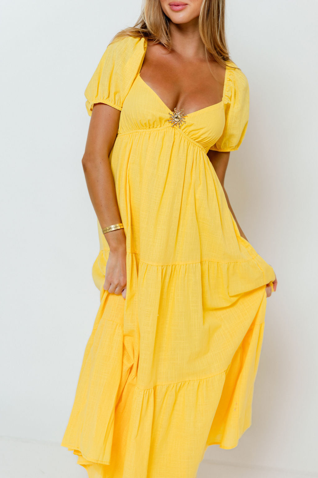 Vickie Tiered Maxi Dress in Yellow