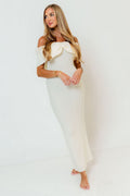 Aston Bow Front Maxi Sweater Dress in Pearl - Bump Friendly & Inclusive Sizing - New Soft Premium Luxe Fabric