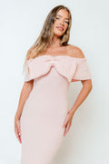 Aston Bow Front Maxi Sweater Dress in Pink - Bump Friendly & Inclusive Sizing - New Soft Premium Luxe Fabric
