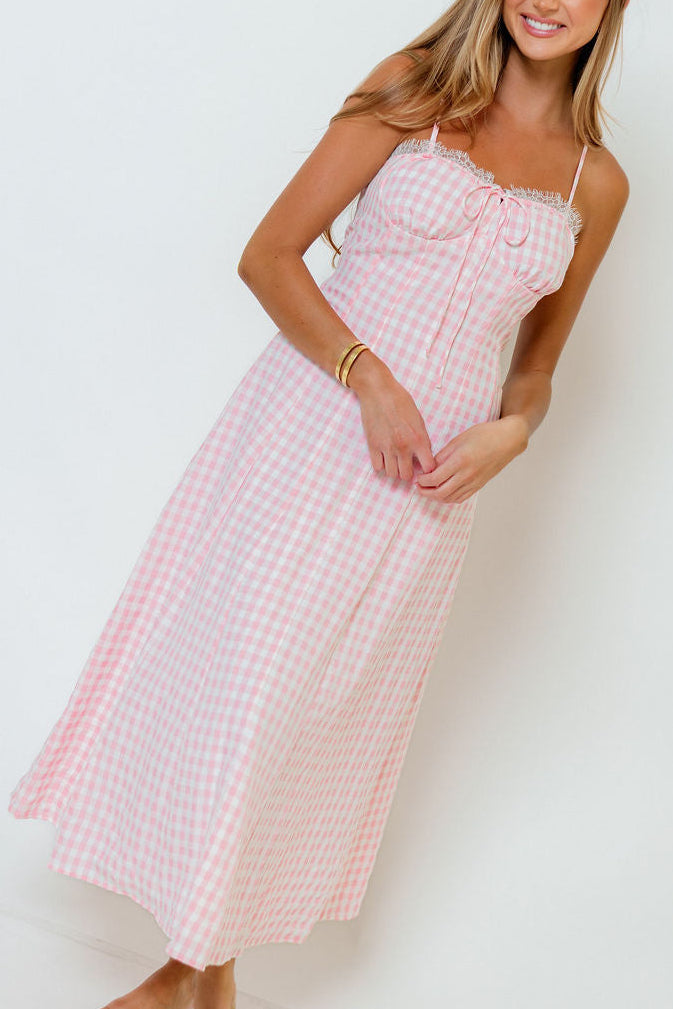 Isla Dress in Pink/White Check