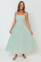 Gretchen Gingham Midi Dress in Sage