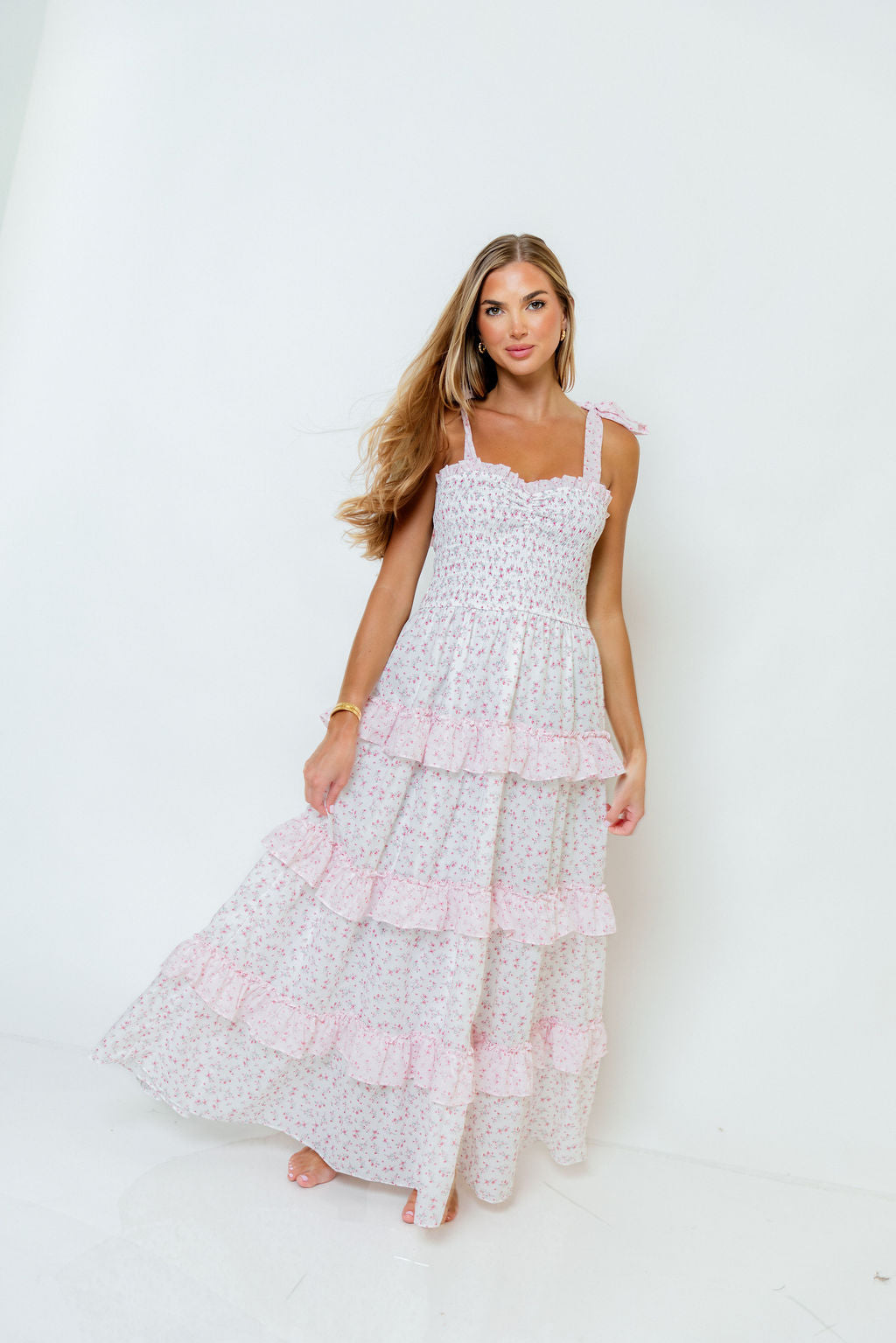 Lucy Ditsy Floral Maxi Dress in Light Pink