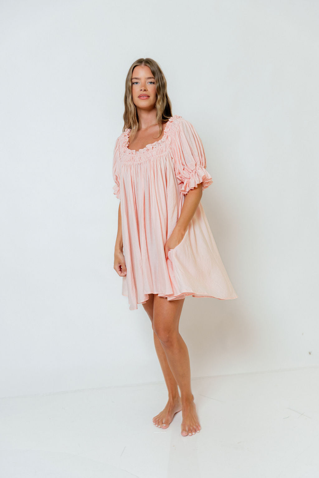 Jacqueline Mini Dress in Baby Pink
