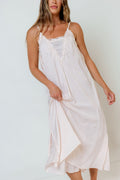 Erica Lace-Trimmed Silky Maxi Dress in Blush