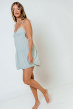 Viola 100% Cotton Mini Dress in Pastel Jade